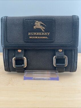 Burberry Blue Label Black Canvas Tri-Fold Wallet
